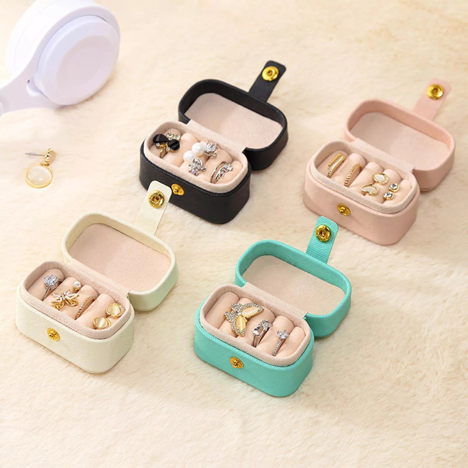 Travel Jewelry Box Portable Organizer Display Storage Mini PU Leather Rings Case | eBay