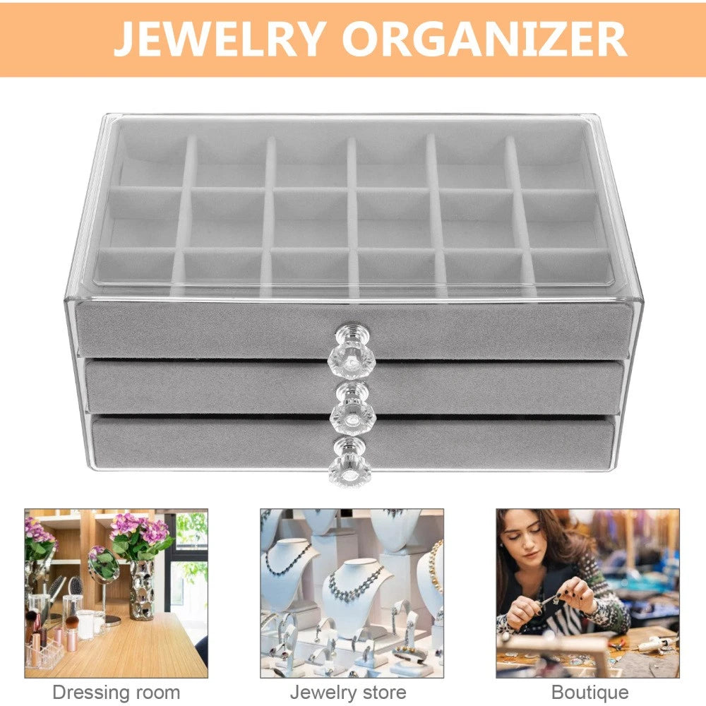 Three-layer Jewelry Storage Box Miss Organizer Jewellery Earrings | eBay