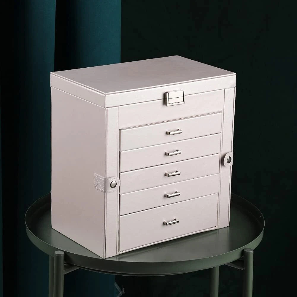 Large Jewelry Box,6-Tier PU Leather Jewelry Organizer,Multi-functional Storage | eBay