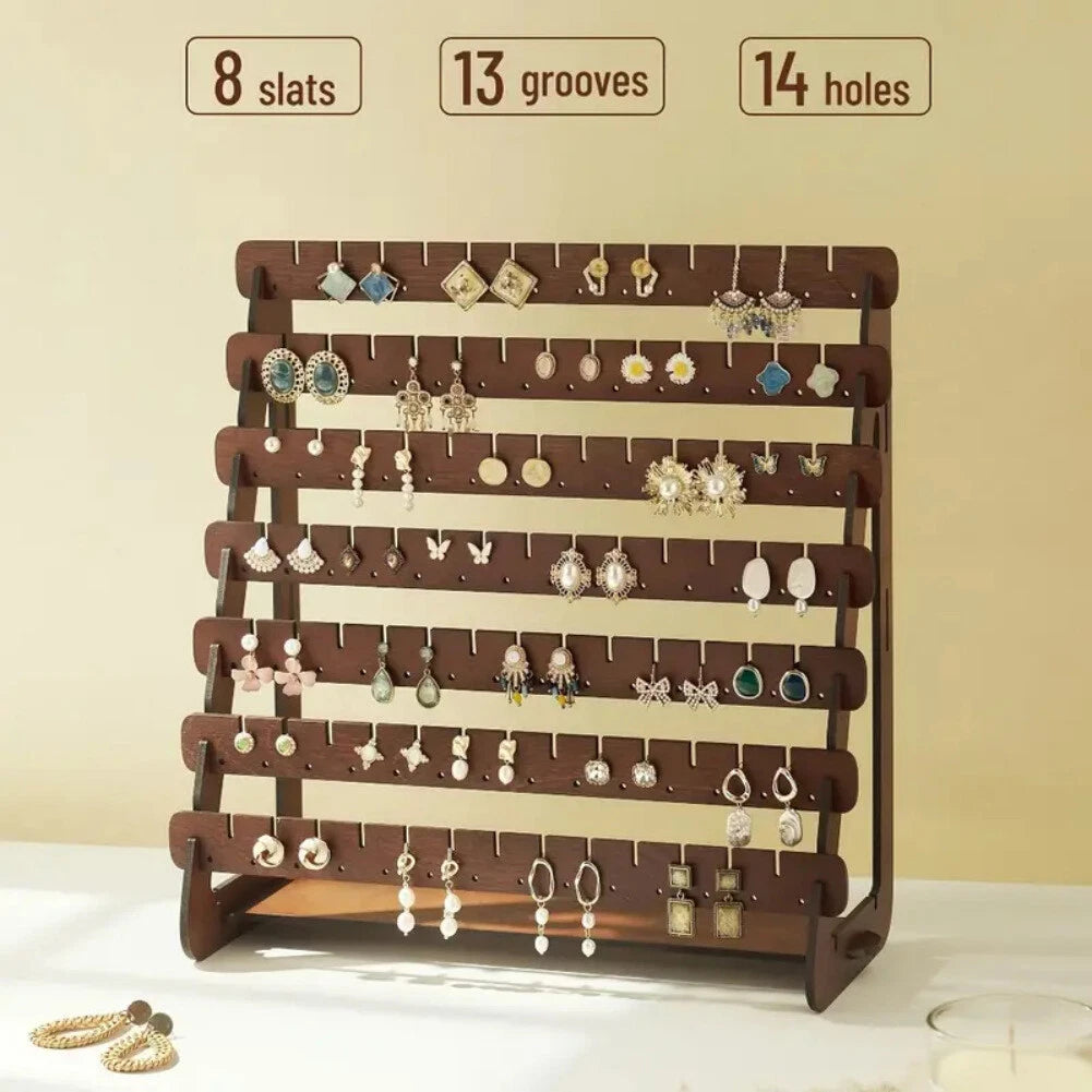 Wood Earring Display Rack Stand Holder For Stud Hook Earrings Jewelry Organizer | eBay