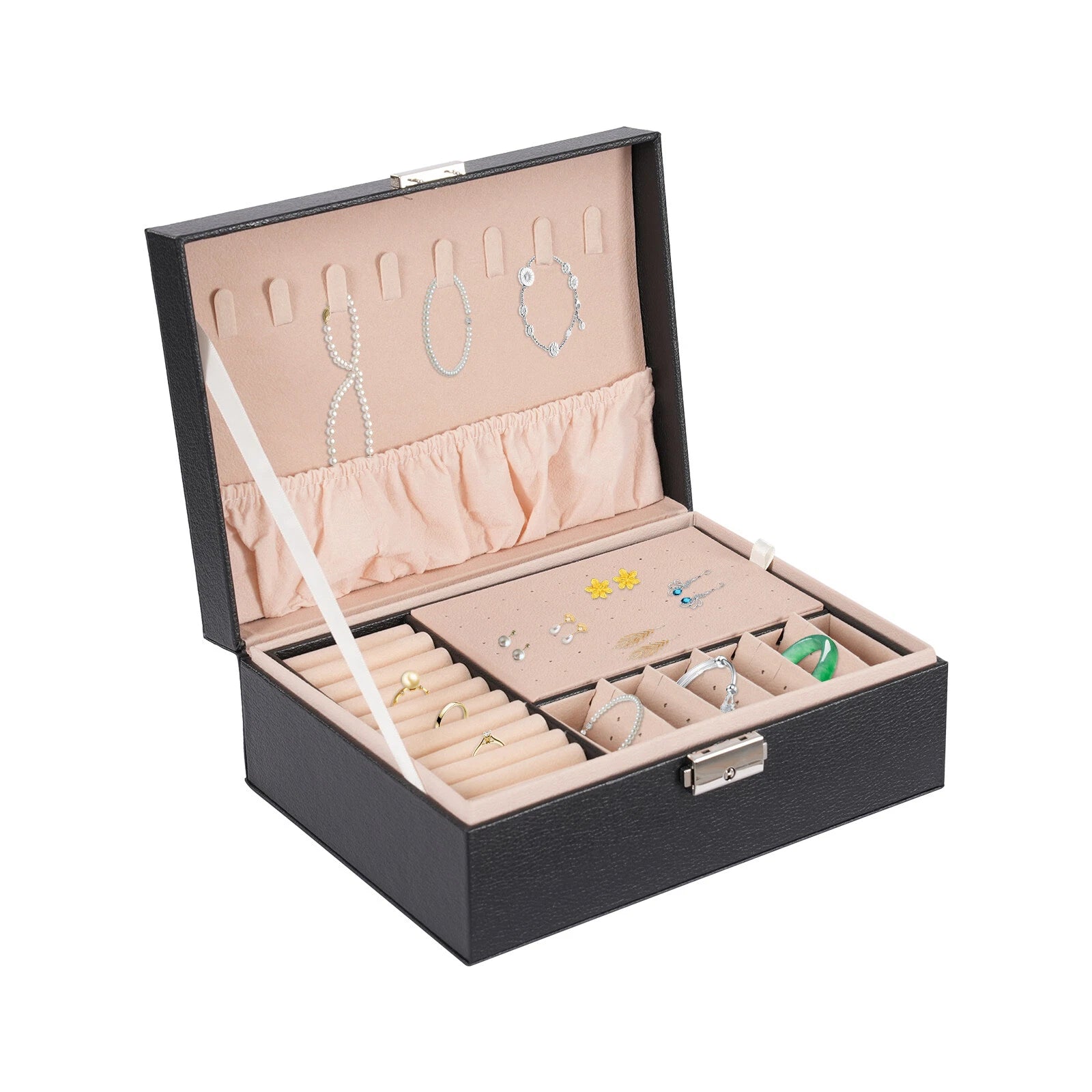 Large Portable Jewelry Box Organizer Watch Necklace Ornament Case Travel Storage | eBay