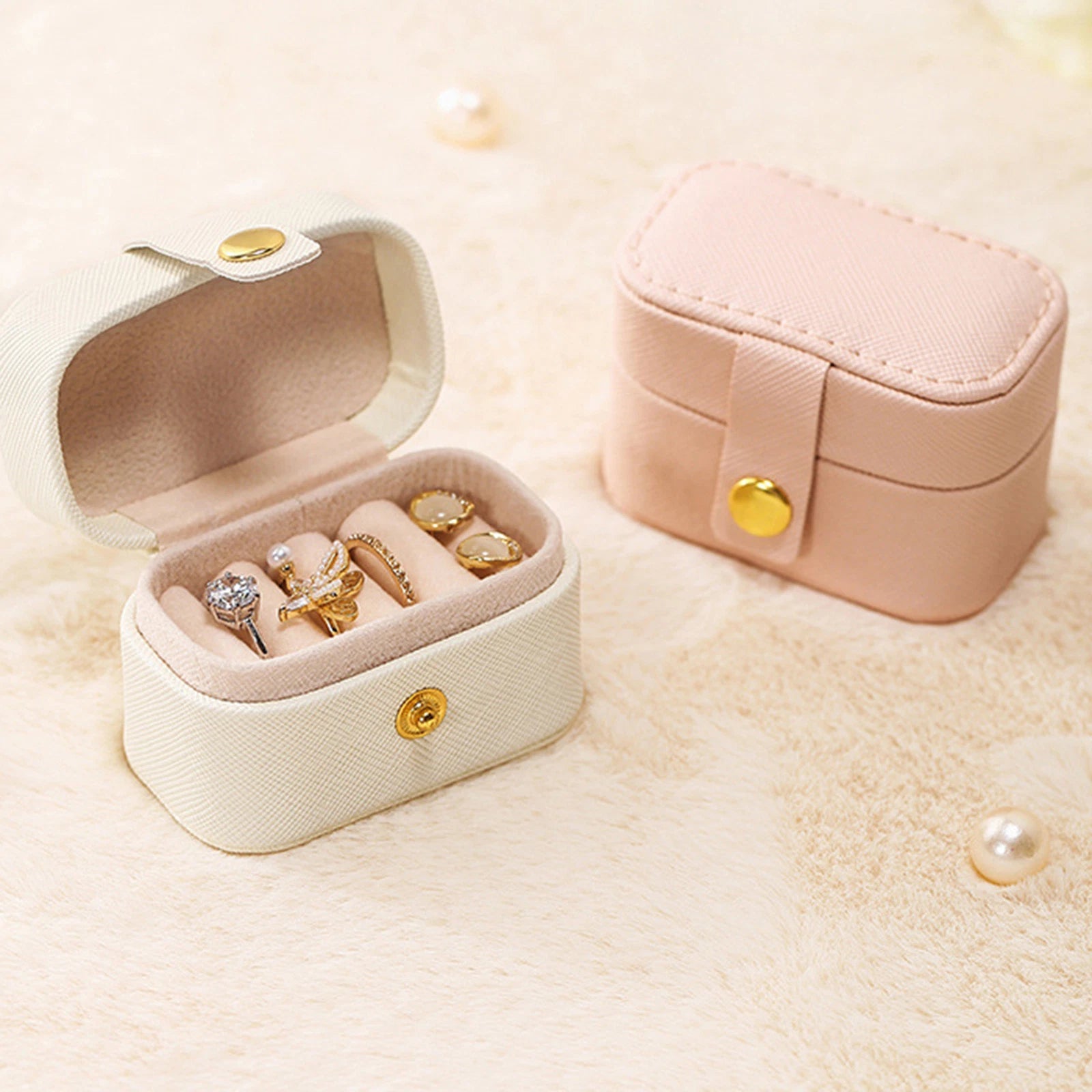 Travel Jewelry Box Portable Organizer Display Storage Mini PU Leather Rings Case | eBay