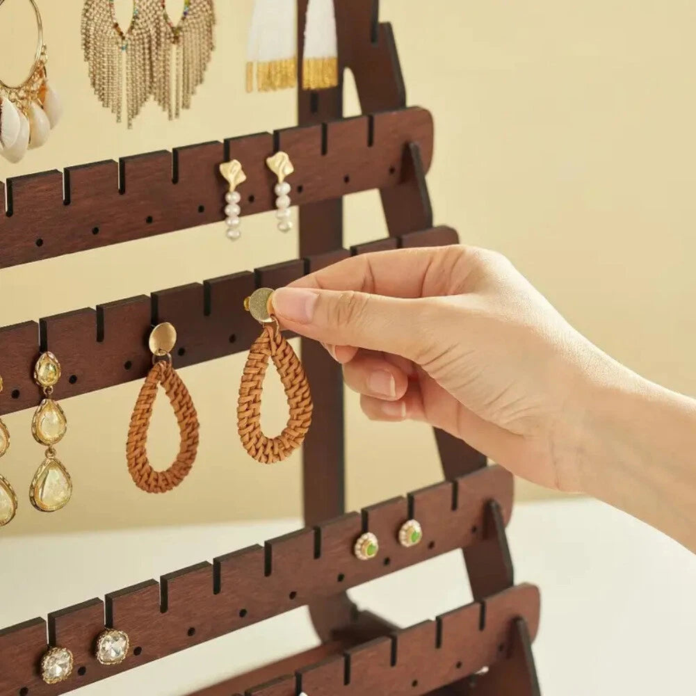 Wood Earring Display Rack Stand Holder For Stud Hook Earrings Jewelry Organizer | eBay