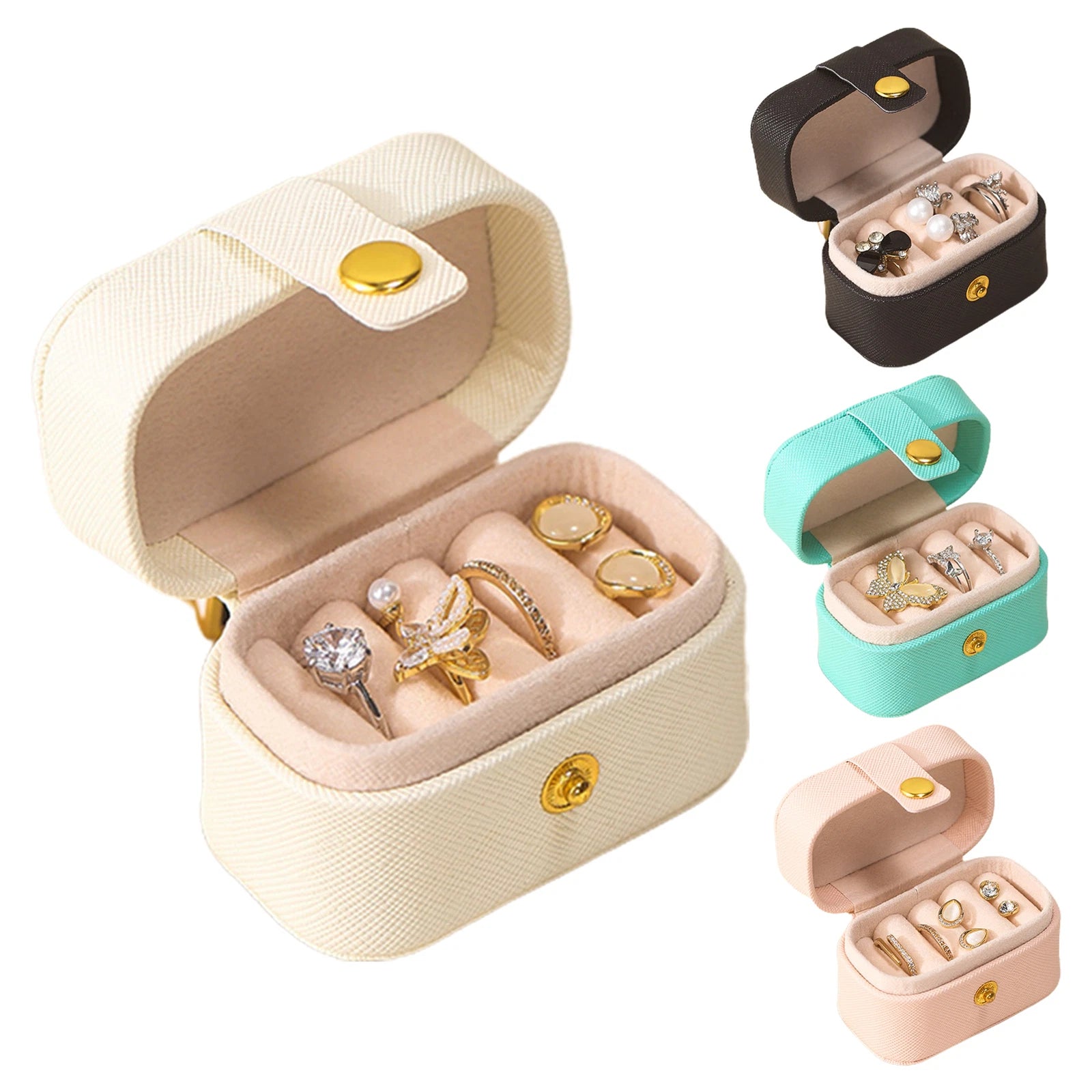 Travel Jewelry Box Portable Organizer Display Storage Mini PU Leather Rings Case | eBay
