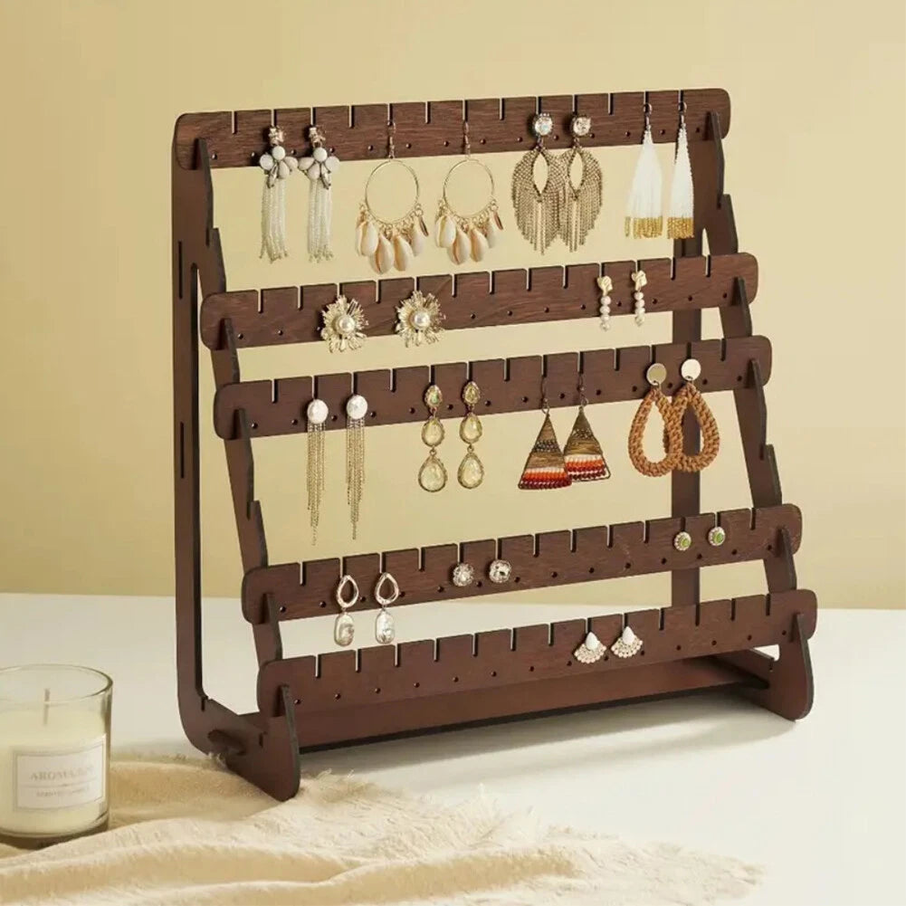 Wood Earring Display Rack Stand Holder For Stud Hook Earrings Jewelry Organizer | eBay