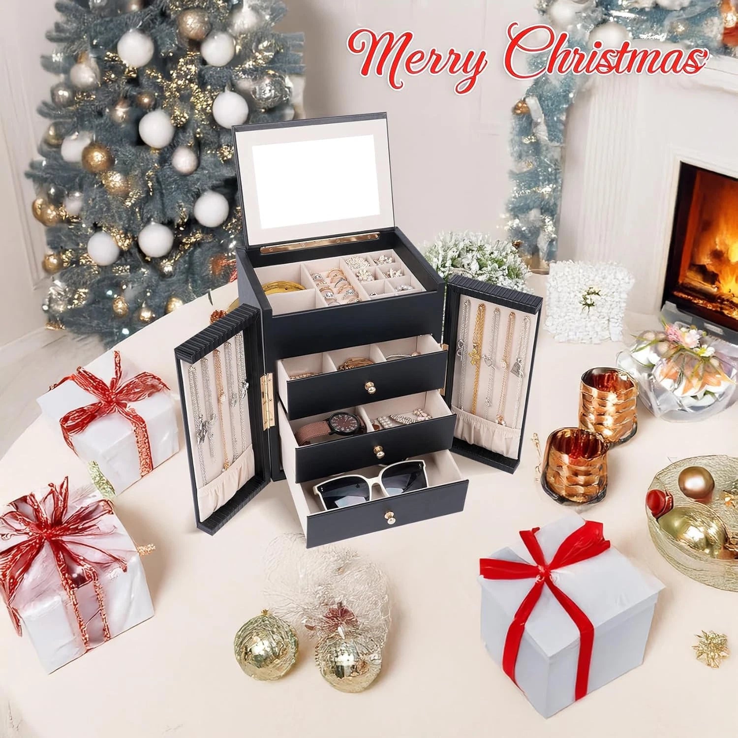 Large Jewelry Box for Women, Jewelry Organizer Box with 3 Drawers, Jewelry Stora | eBay