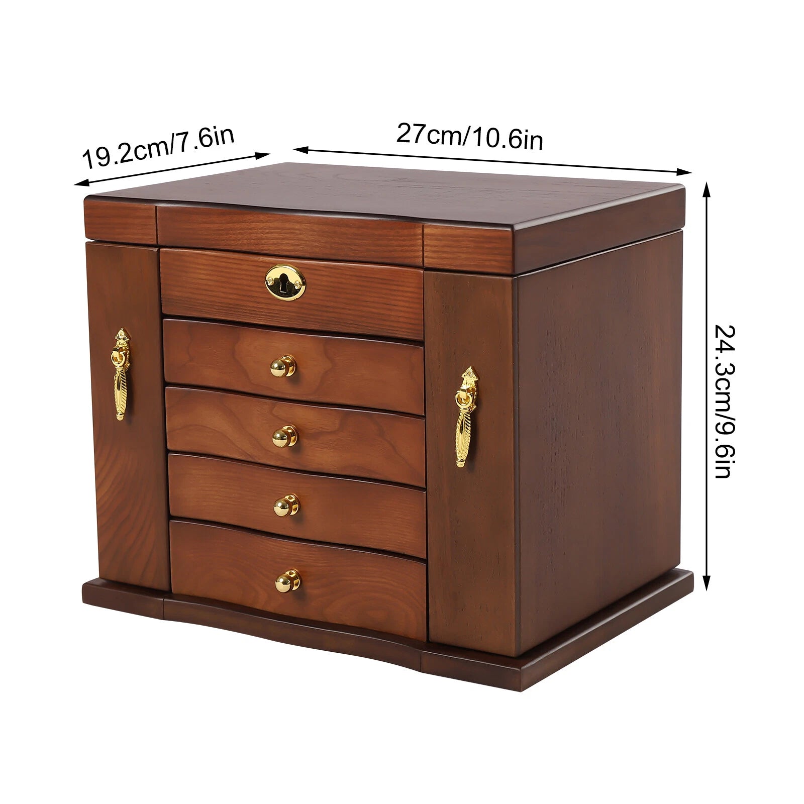 Wooden 5 - Layer Large 4 Drawers Jewelry Box Fit Wowen With Mirror Organizer Box | eBay