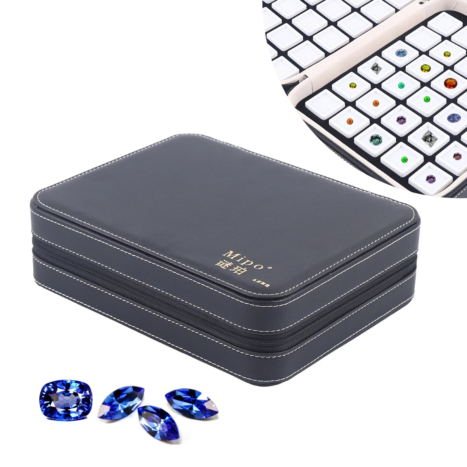 60 Grids Luxury Diamond Gemstone Gems Organizer Display Box,Jewelry Storage Box | eBay