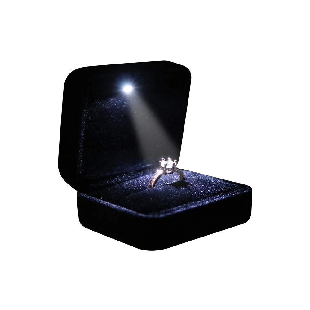 Velvet Metal Glossy with LED Jewelry Gift Box for Proposal Engagement Wedding... | eBay