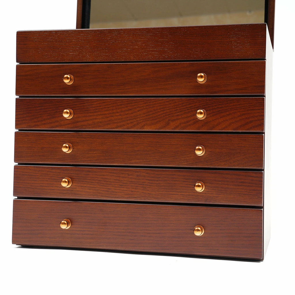 6 Layer Wooden Jewelry Storage Box Watches Necklace Case Cabinet with Drawers | eBay