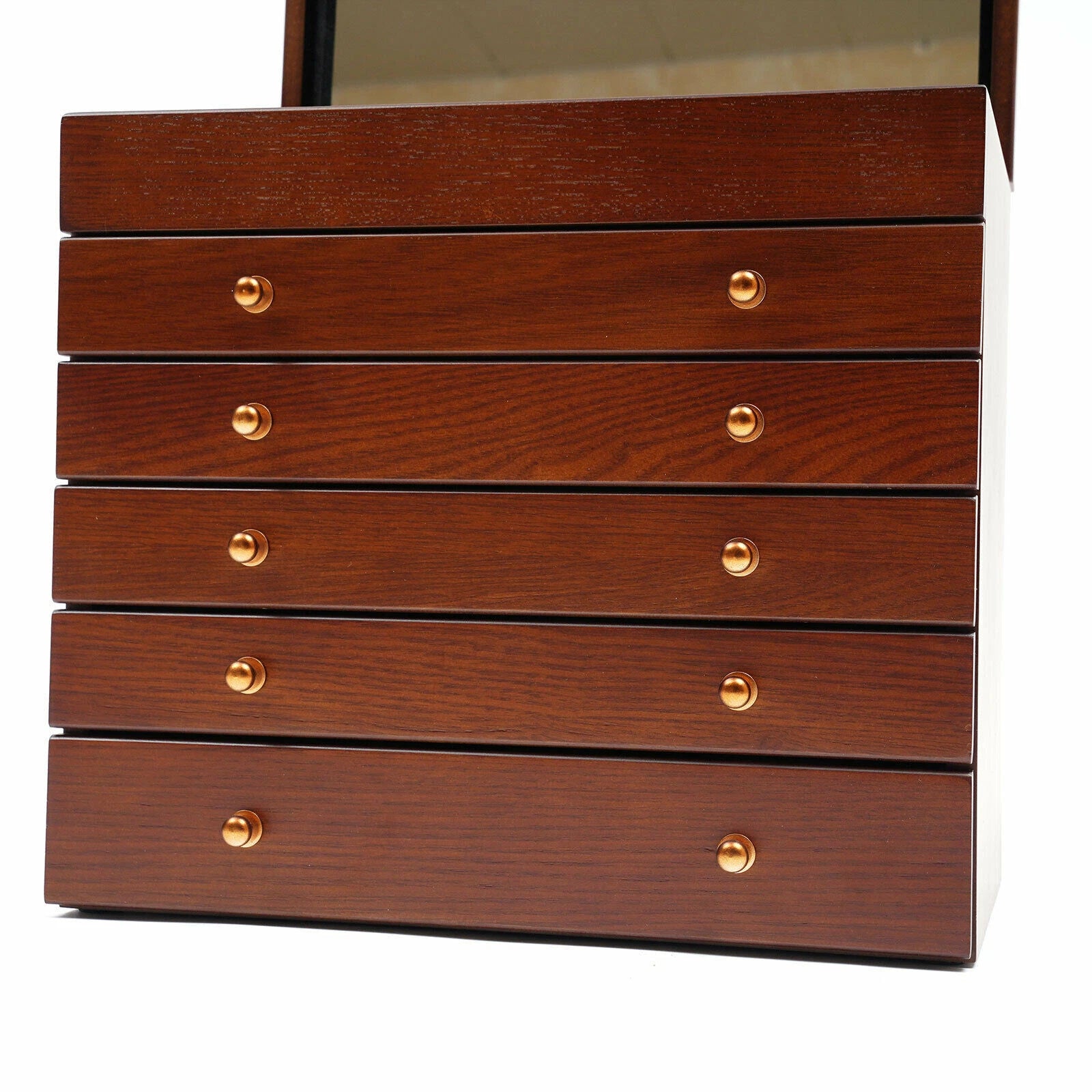 6 Layer Wooden Jewelry Storage Box Watches Necklace Case Cabinet with Drawers | eBay