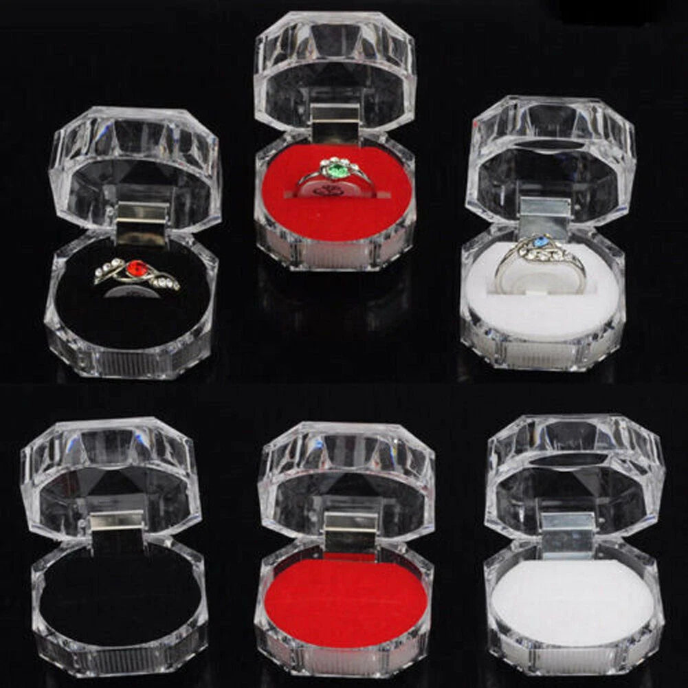 20/40PCS Wholesale Plastic Clear crystal Jewelry Ring Display Storage Boxes* | eBay