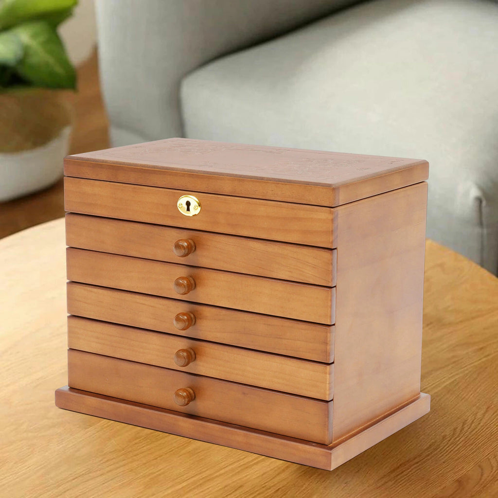 Jewelry Case Jewelry Storage Box 6 Layers Organizer Wooden Large Jewelry Cabinet | eBay