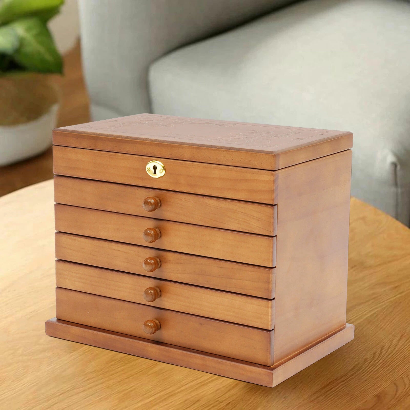 Jewelry Case Jewelry Storage Box 6 Layers Organizer Wooden Large Jewelry Cabinet | eBay