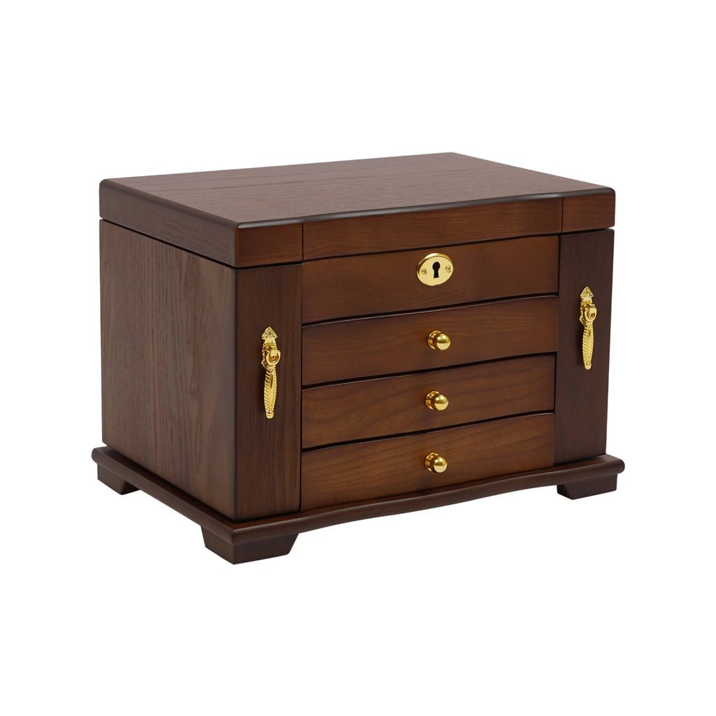 4 Tier Retro Lockable Jewelry Box Solid Wood Earrings Necklace Storage Organizer | eBay