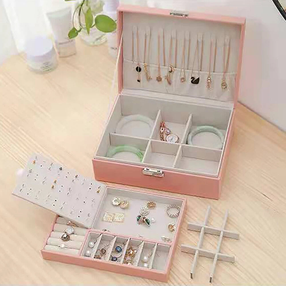 For Necklaces Rings Earrings Jewelry Box Organizer Storage Case Pink Women Gift | eBay