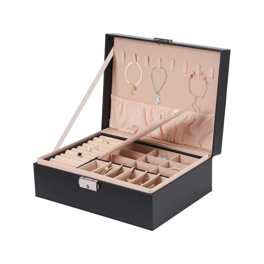 Large Portable Jewelry Box Organizer Watch Necklace Ornament Case Travel Storage | eBay