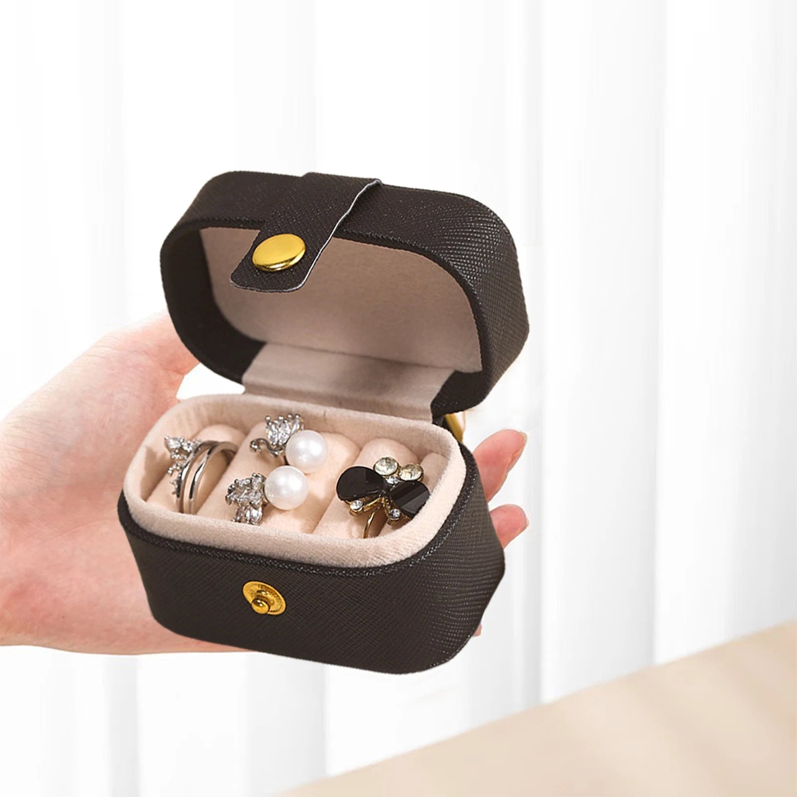 Travel Jewelry Box Portable Organizer Display Storage Mini PU Leather Rings Case | eBay