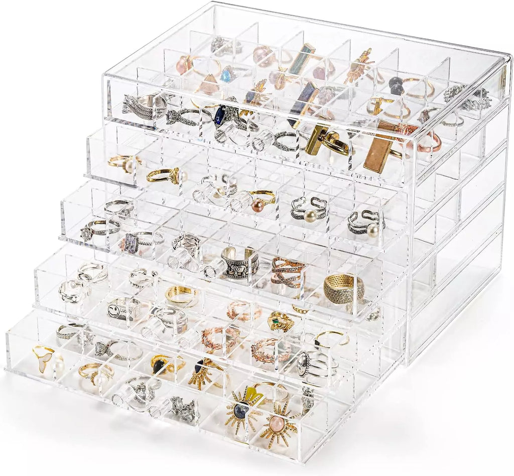 Acrylic Jewelry Storage Box Earring Holder with 5 Drawers, 120 Grids Jewelry Org | eBay