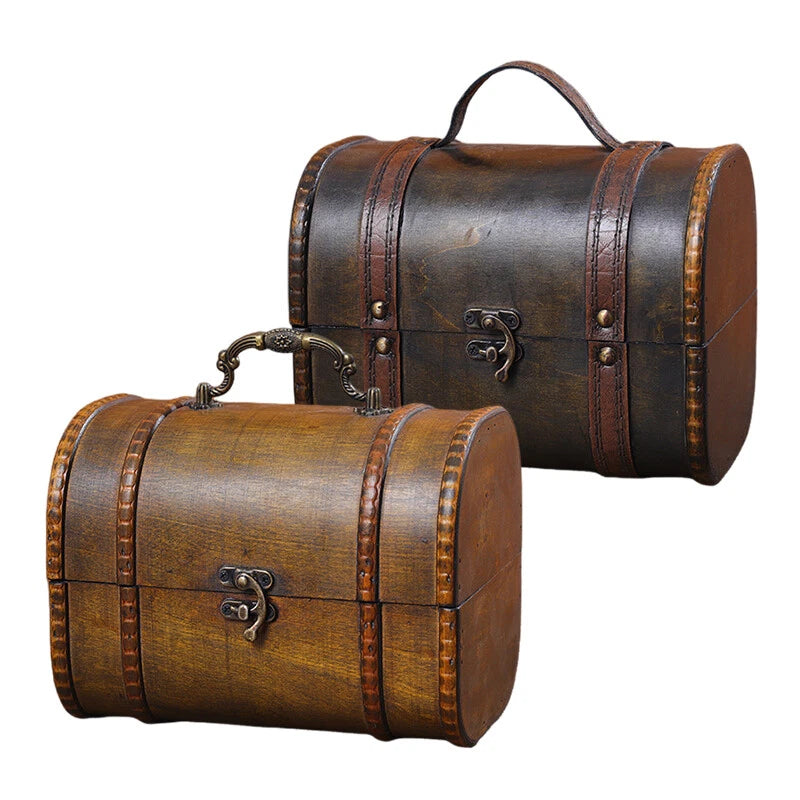 Retro Storage Holder Wood Suitcase Jewelry Box Treasure Desktop Organizer Props | eBay
