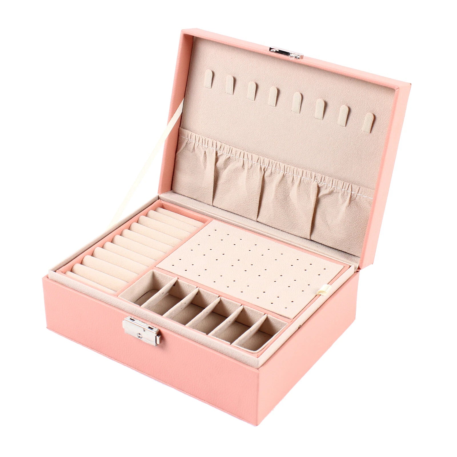 For Necklaces Rings Earrings Jewelry Box Organizer Storage Case Pink Women Gift | eBay
