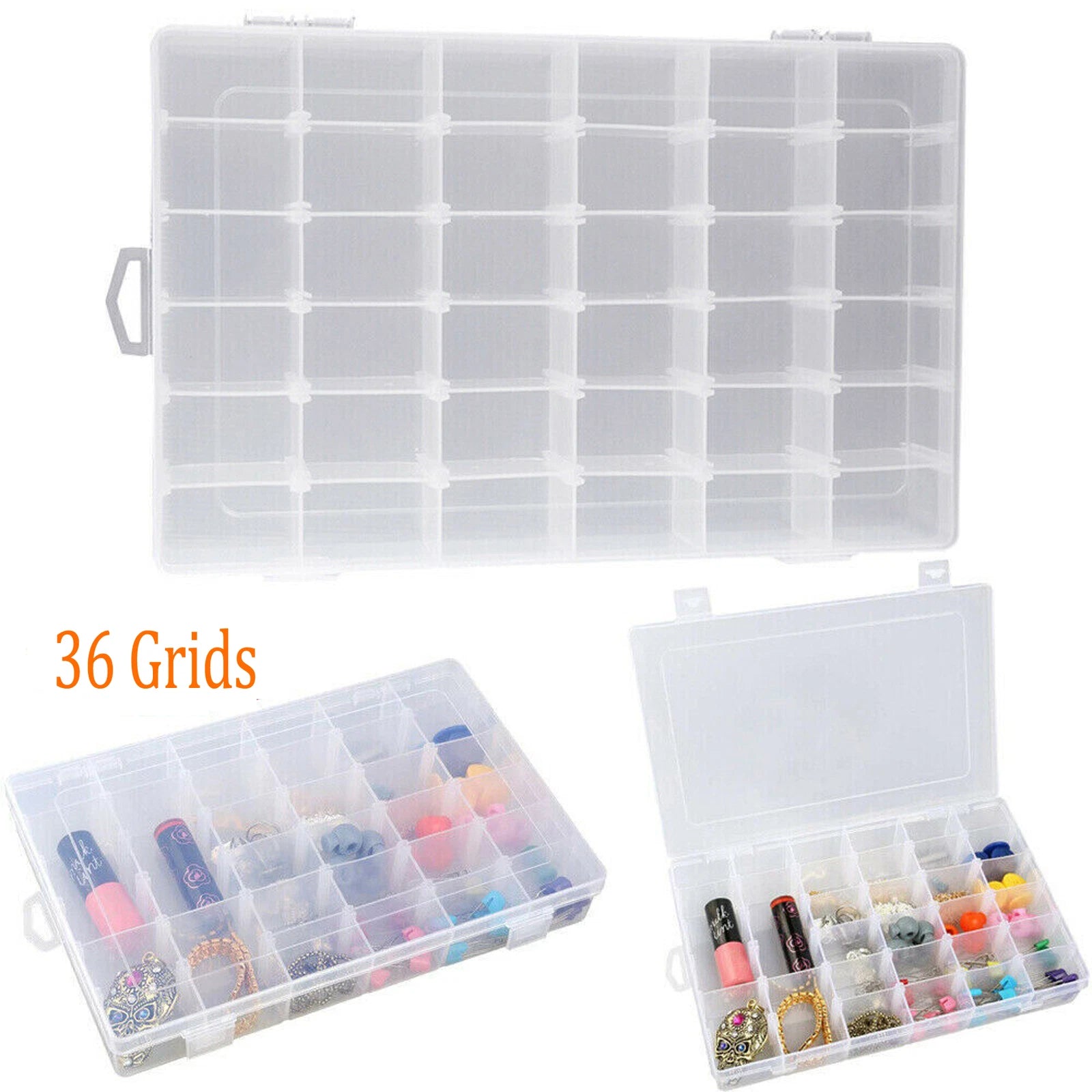 36 Grids 4 Pack Clear Plastic Organizer Box Craft Storage Compartment Container | eBay