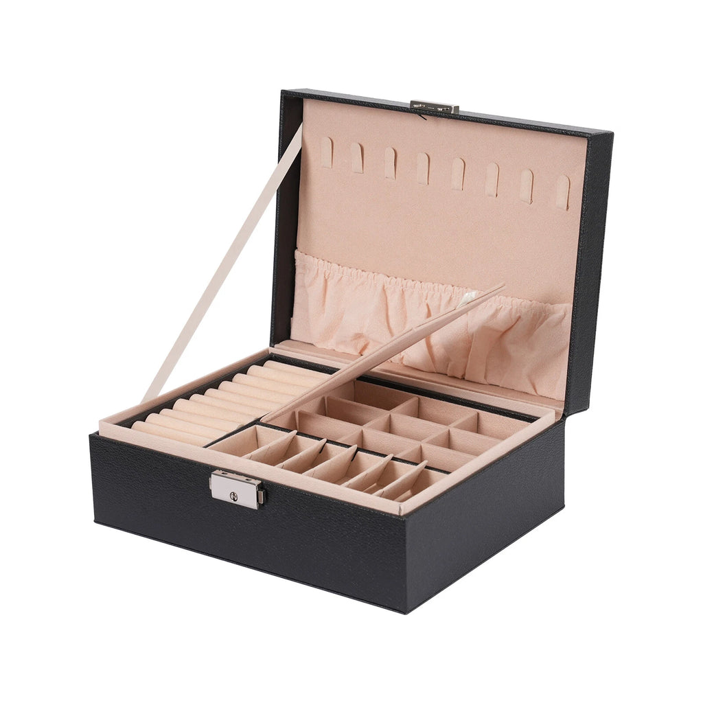 Large Portable Jewelry Box Organizer Watch Necklace Ornament Case Travel Storage | eBay