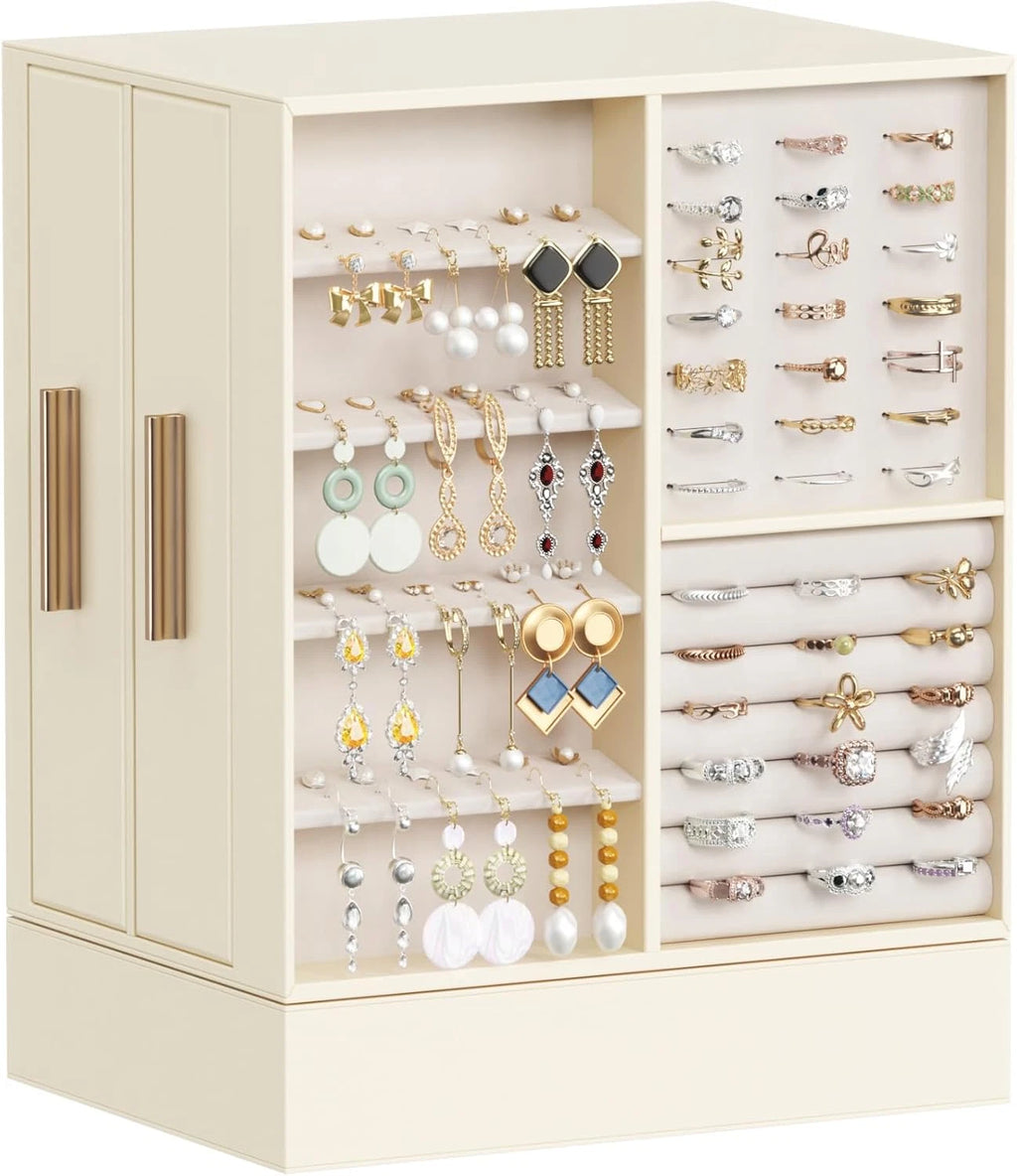 Jewelry Box 360° Rotating, Large Adjustable Angle Mirror, Jewelry Storage Case w | eBay