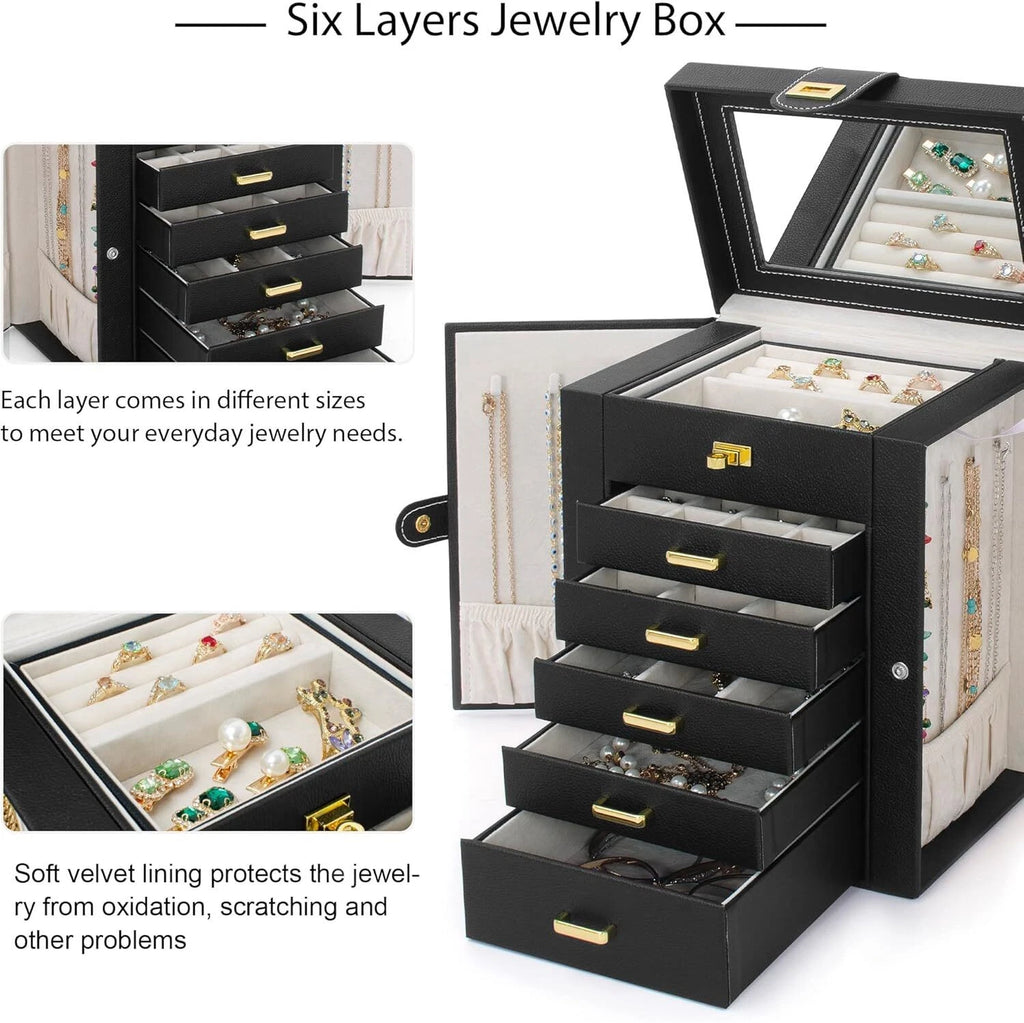 Jewelry Box Organizer for Women Girls Functional Leather Jewelry Storage Case US | eBay