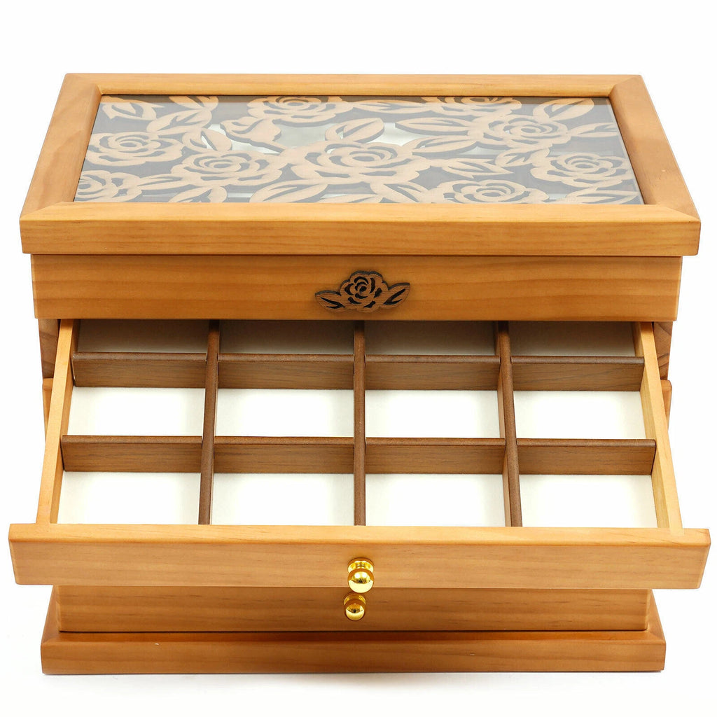 6 Layer Wooden Jewelry Storage Box Organizer Large Capacity Watch Display Box | eBay