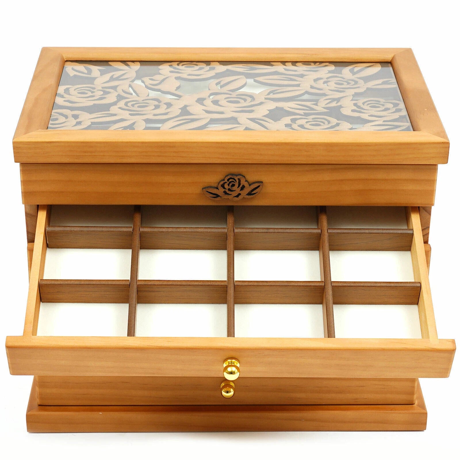 6 Layer Wooden Jewelry Storage Box Organizer Large Capacity Watch Display Box | eBay