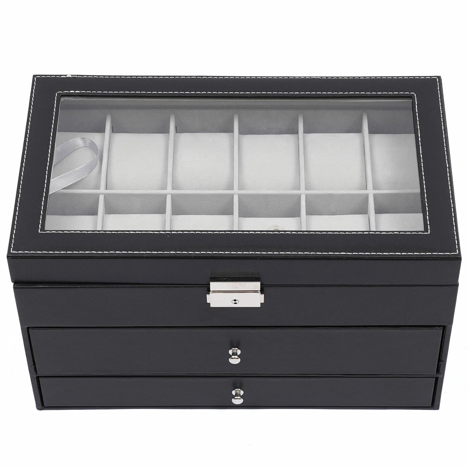 3 Layer Watch Sunglasses Jewelry Display Box Drawer Metal Buckle Organizer Box!! | eBay