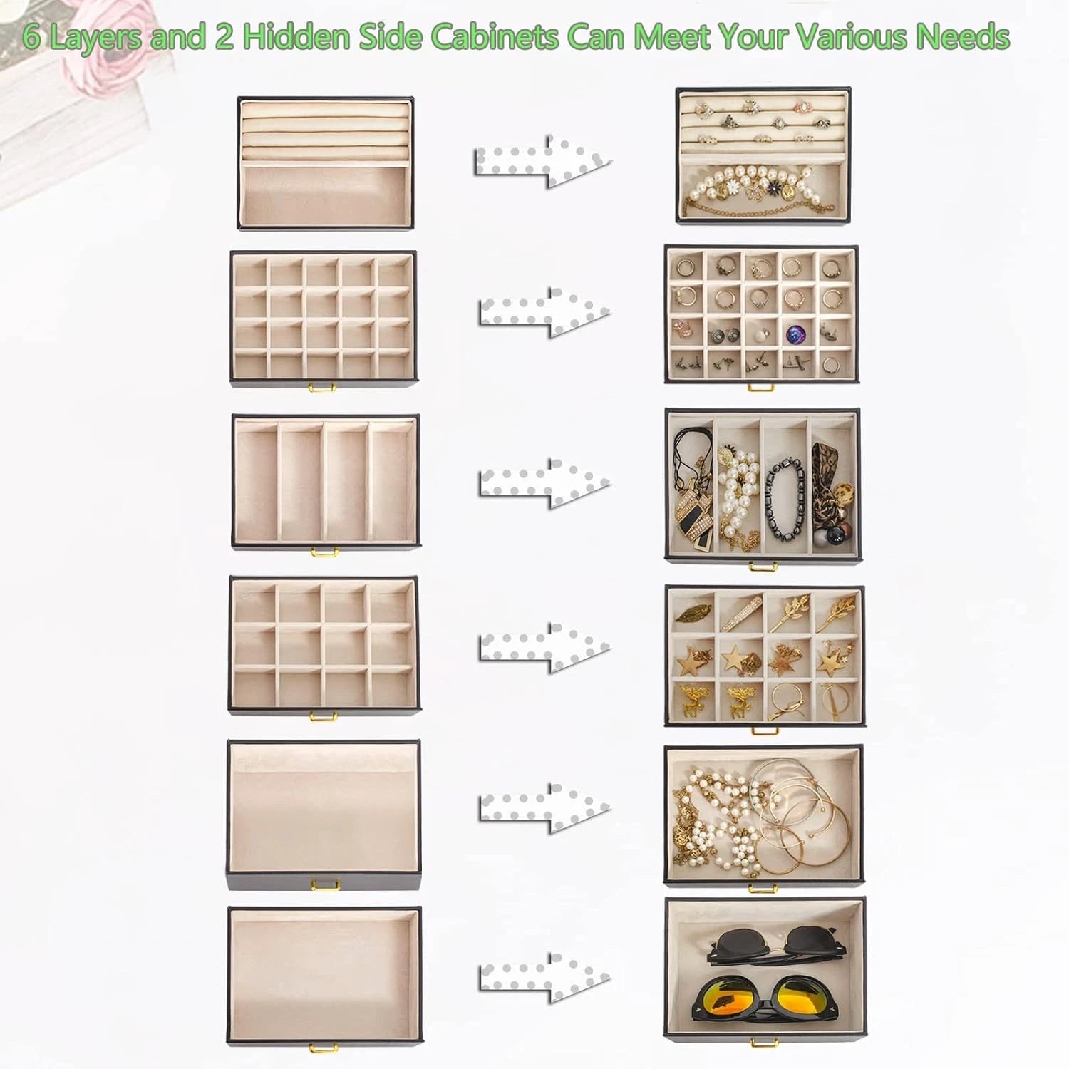 Jewelry Box Organizer Functional Lockable Leather Jewelry Storage Case | eBay