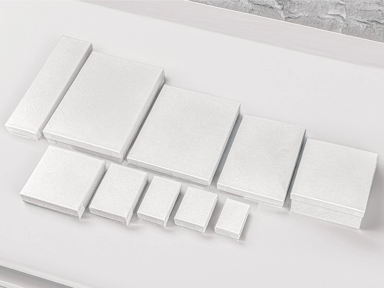 100pc Cardboard Paper JEWELRY GIFT BOX Cotton Padding Insert White Swirl 11 Size | eBay