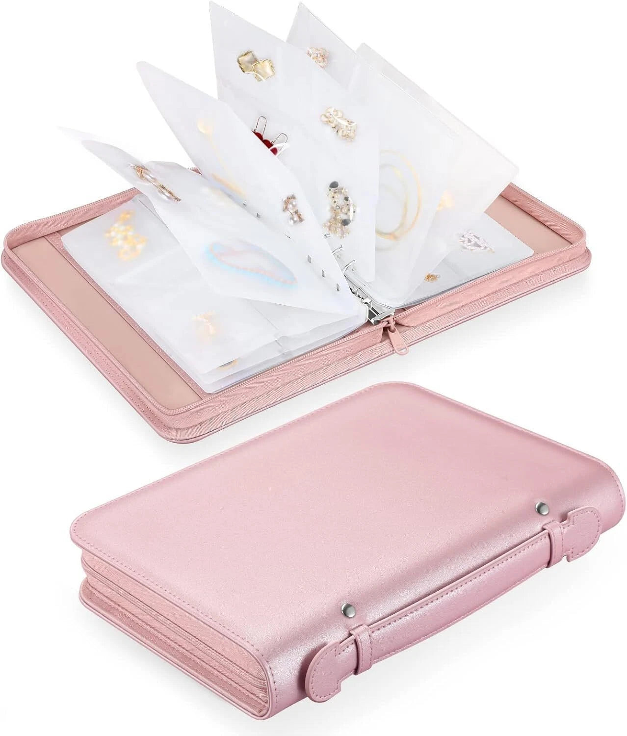 Jewelry Travel Organizer Case PU Leather Portable Jewelry Storage Book Bag | eBay