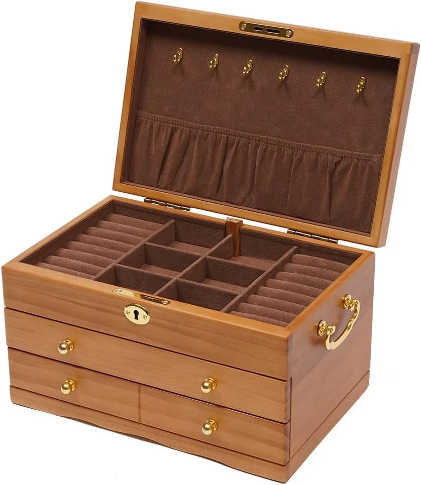 10 Jewelry Box Organizer, 3 Layer Wooden Jewelry Storage Box Velvet | eBay