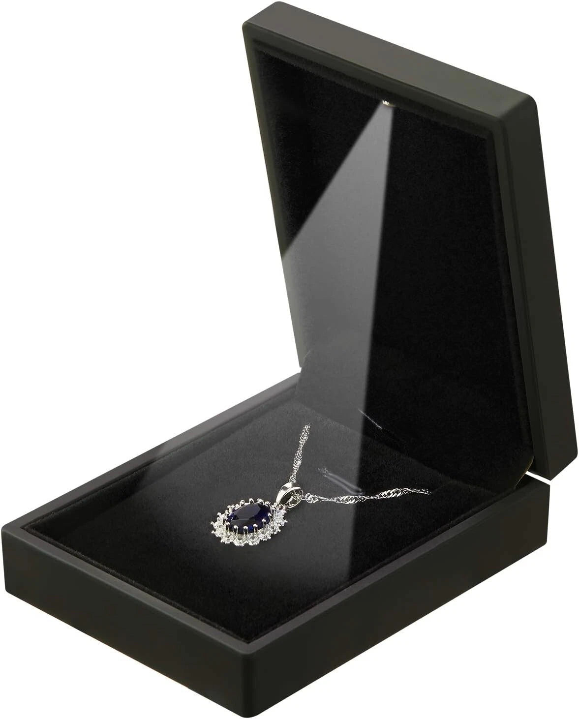 LED Light Pendant Necklace Gift Box Velvet Jewelry Gift Box Storage Display Case | eBay
