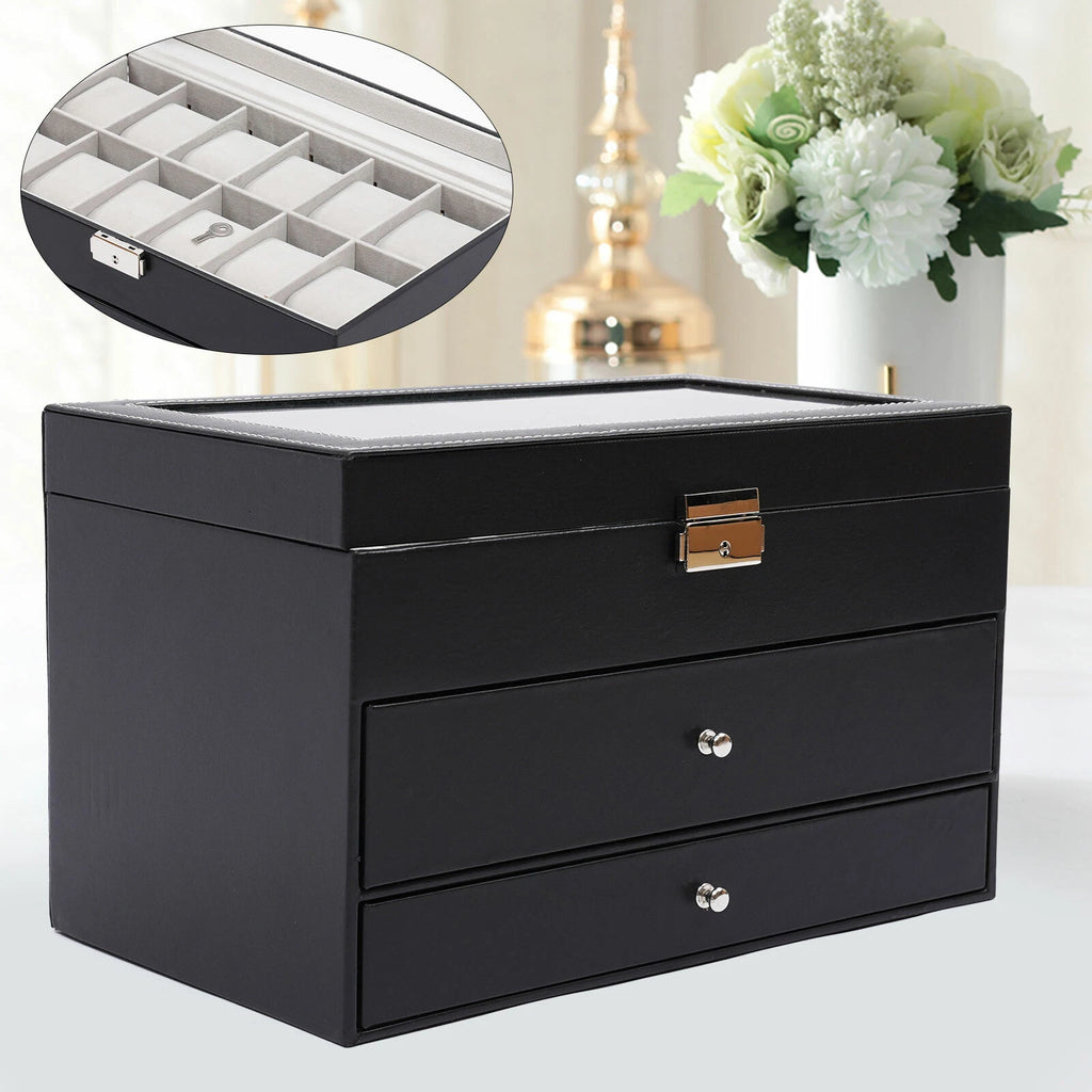 3 Layers Jewelry Storage Box 25 Slots Watch Sunglasses Organizer Display Case | eBay