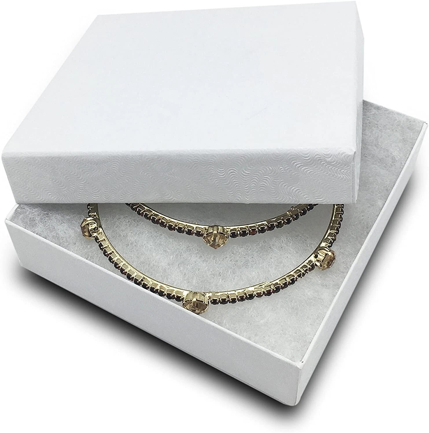 100pc Cardboard Paper JEWELRY GIFT BOX Cotton Padding Insert White Swirl 11 Size | eBay