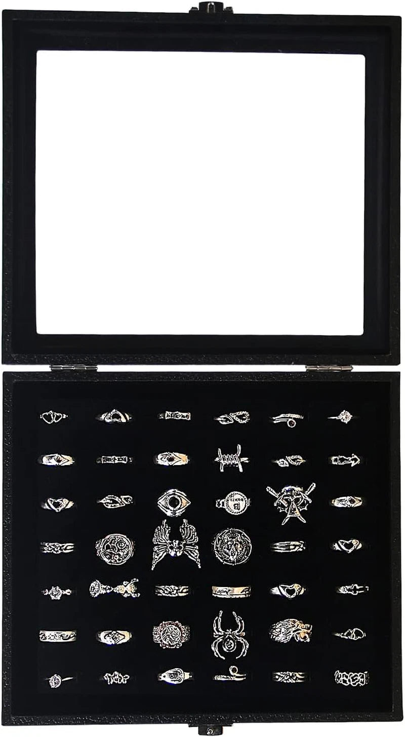 Ring Organizer Display Case, Black Jewelry Storage Tray for 42 Rings, Stackable | eBay