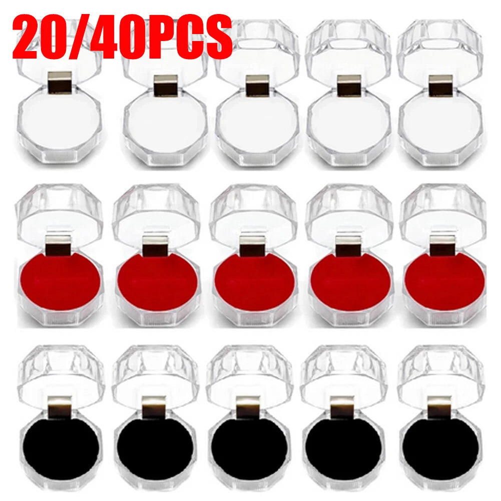 20/40PCS Wholesale Plastic Clear crystal Jewelry Ring Display Storage Boxes* | eBay