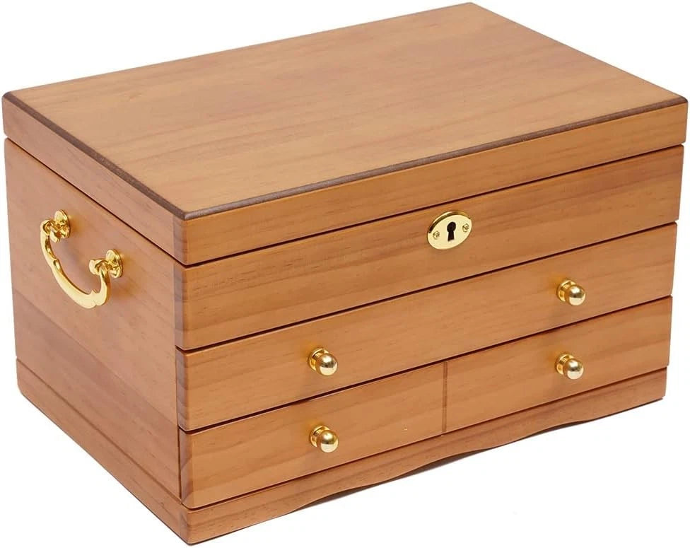 10 Jewelry Box Organizer, 3 Layer Wooden Jewelry Storage Box Velvet | eBay