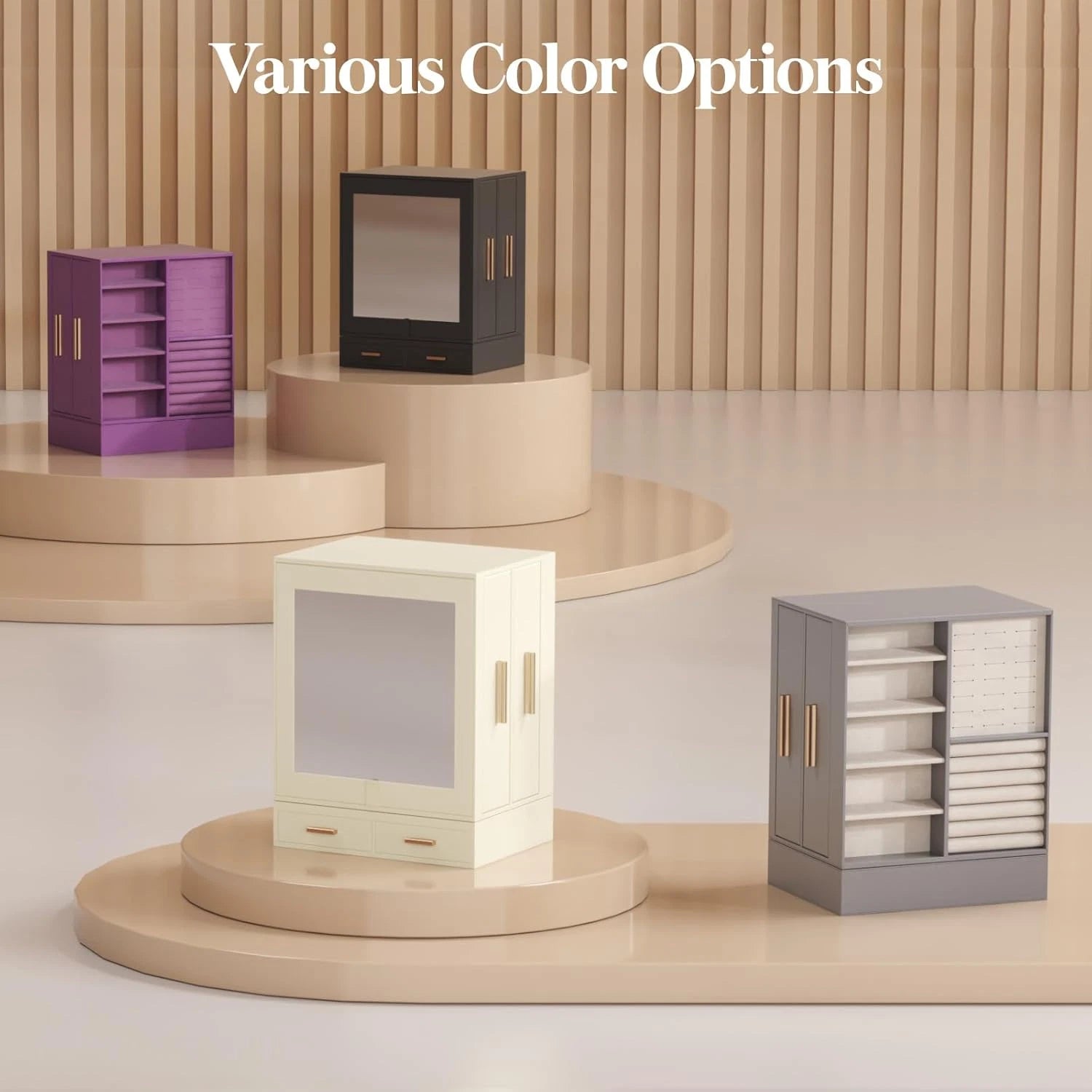 Jewelry Box 360° Rotating, Large Adjustable Angle Mirror, Jewelry Storage Case w | eBay