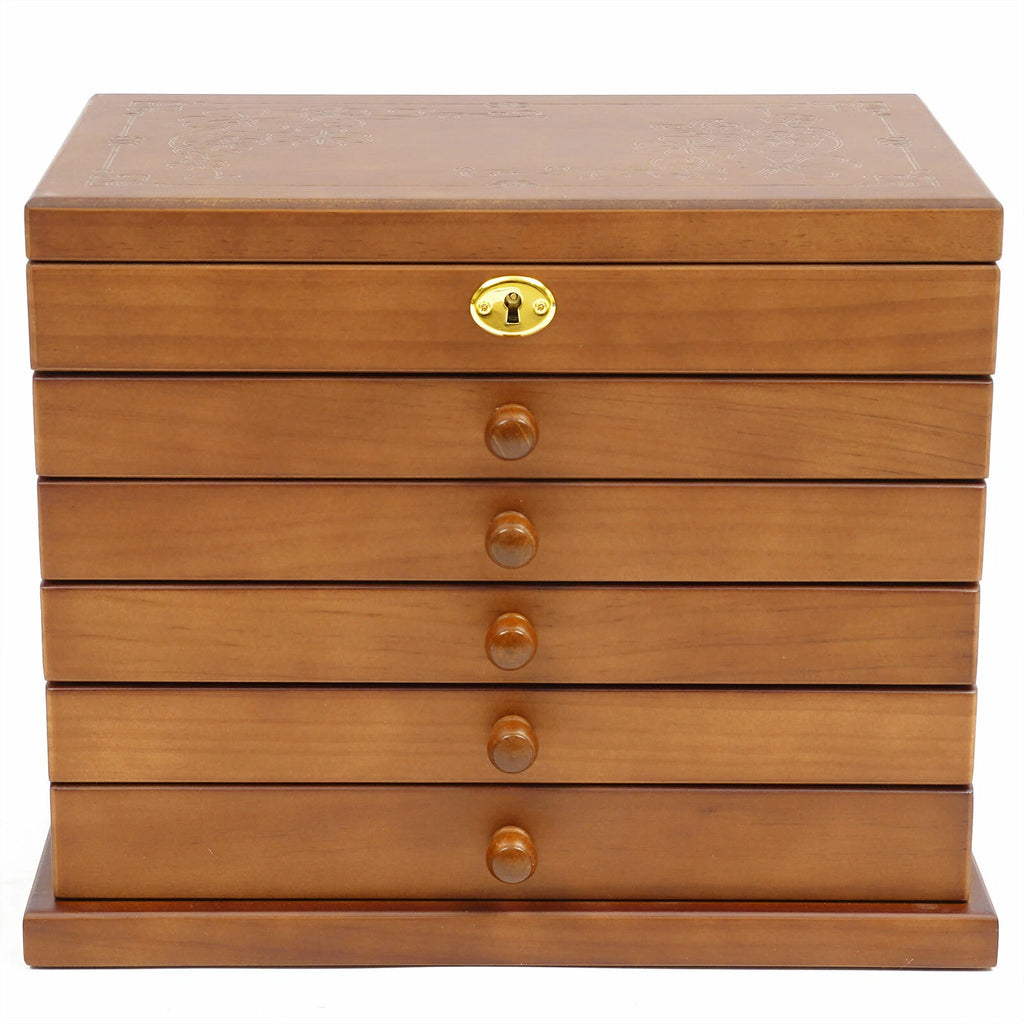 6 Layer Wooden Jewelry Storage Box Organizer Large Capacity Watch Display Box | eBay