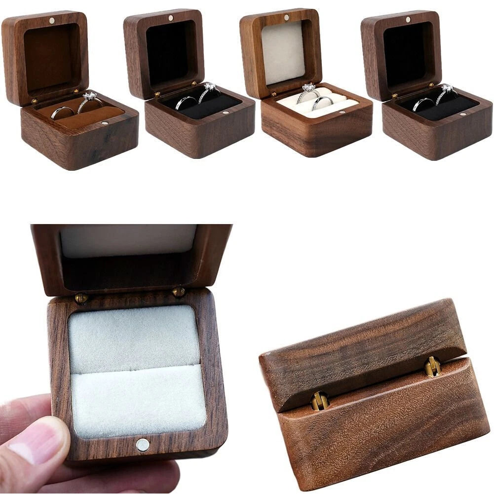 Engagement Ring Box for Proposal Engagement wooden for Double or Single RIng. | eBay