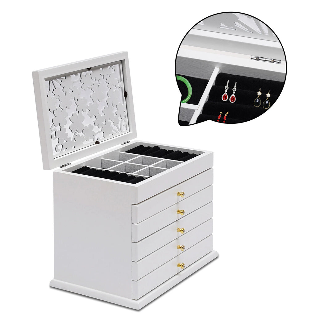 6 Layer Wooden Jewelry Storage Box Organizer Large Capacity Watch Display Box | eBay