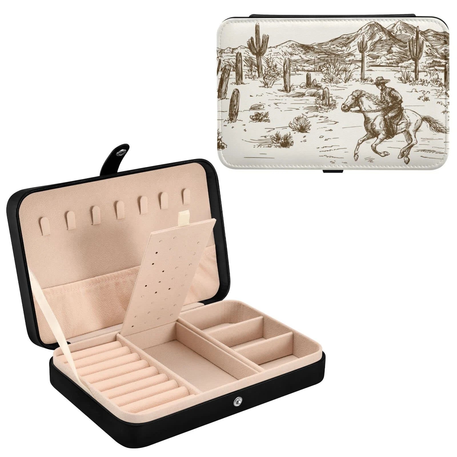 Jewelry Box Portable Travel Jewelry Organizer Storage Western Desert Cowboy J... | eBay