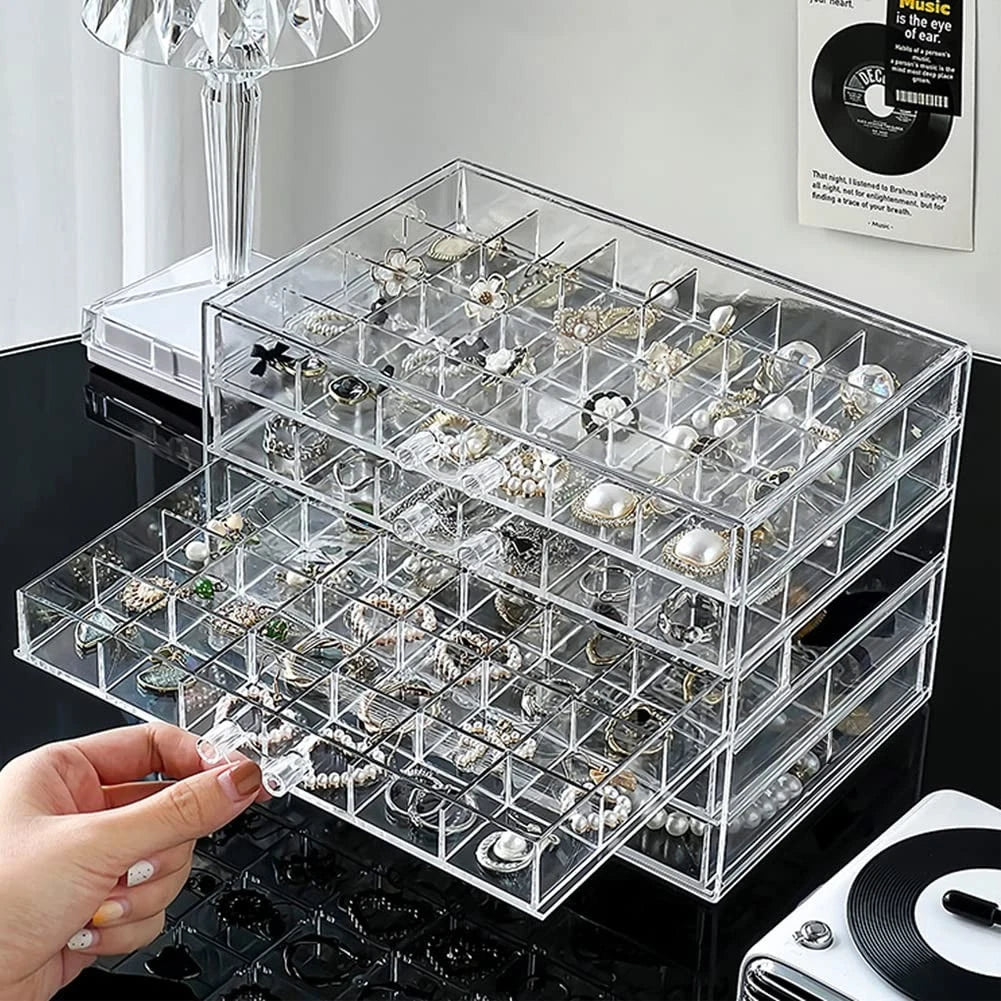 Earring Storage Box Organizer Acrylic Jewelry Storage Box Holder 5 Drawers | eBay