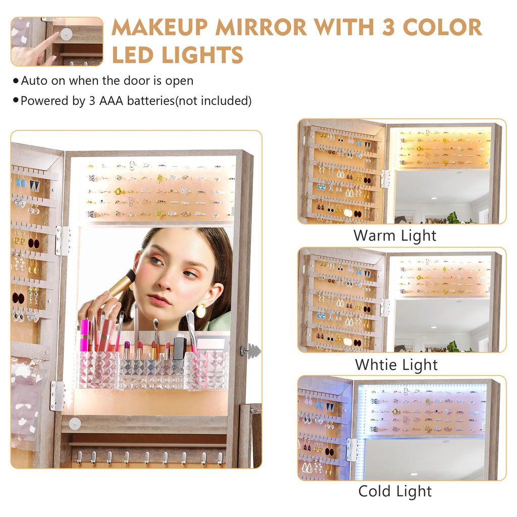 360° Swivel Jewelry Cabinet Full Length Mirror Jewelry Box with Lock | eBay