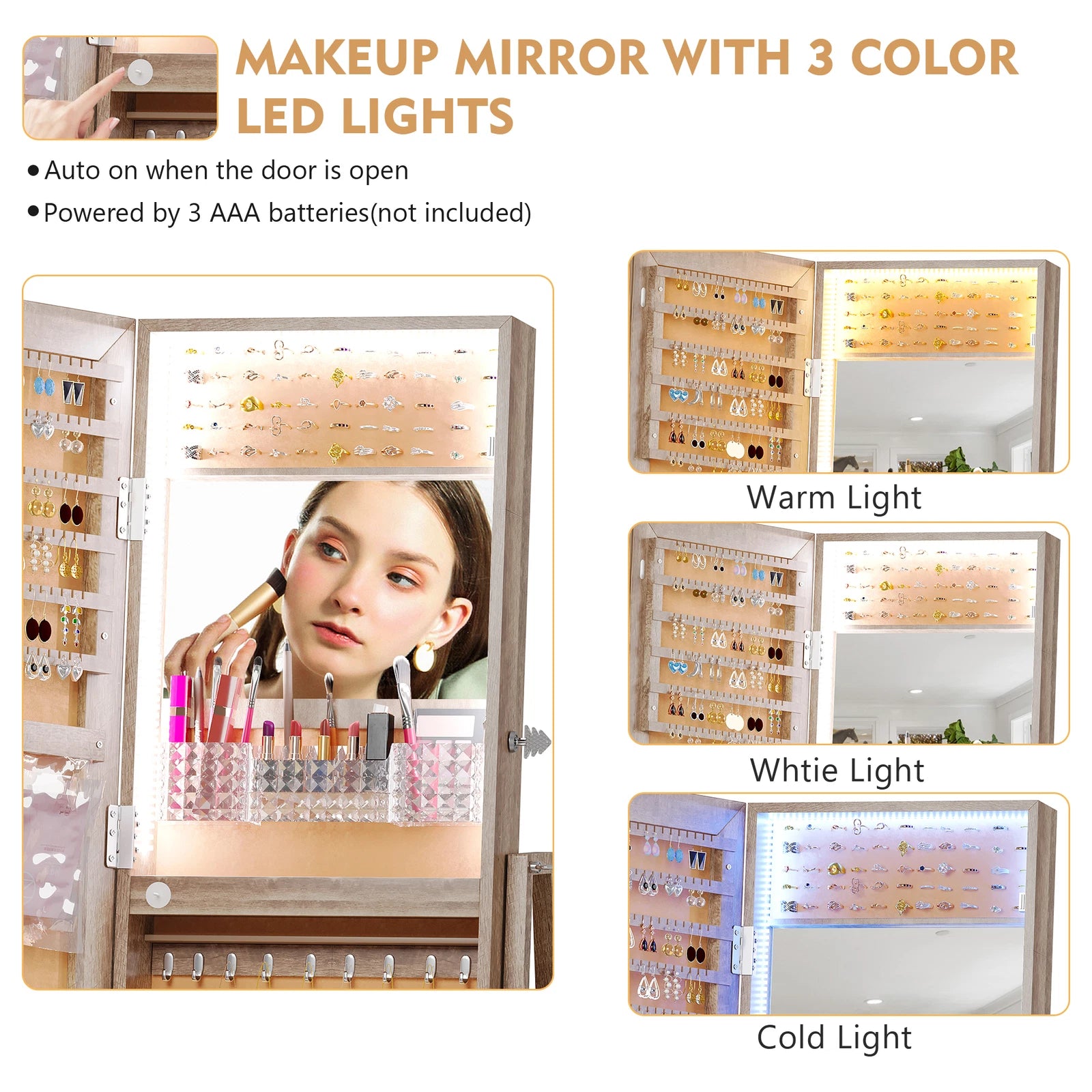 360° Swivel Jewelry Cabinet Full Length Mirror Jewelry Box with Lock | eBay